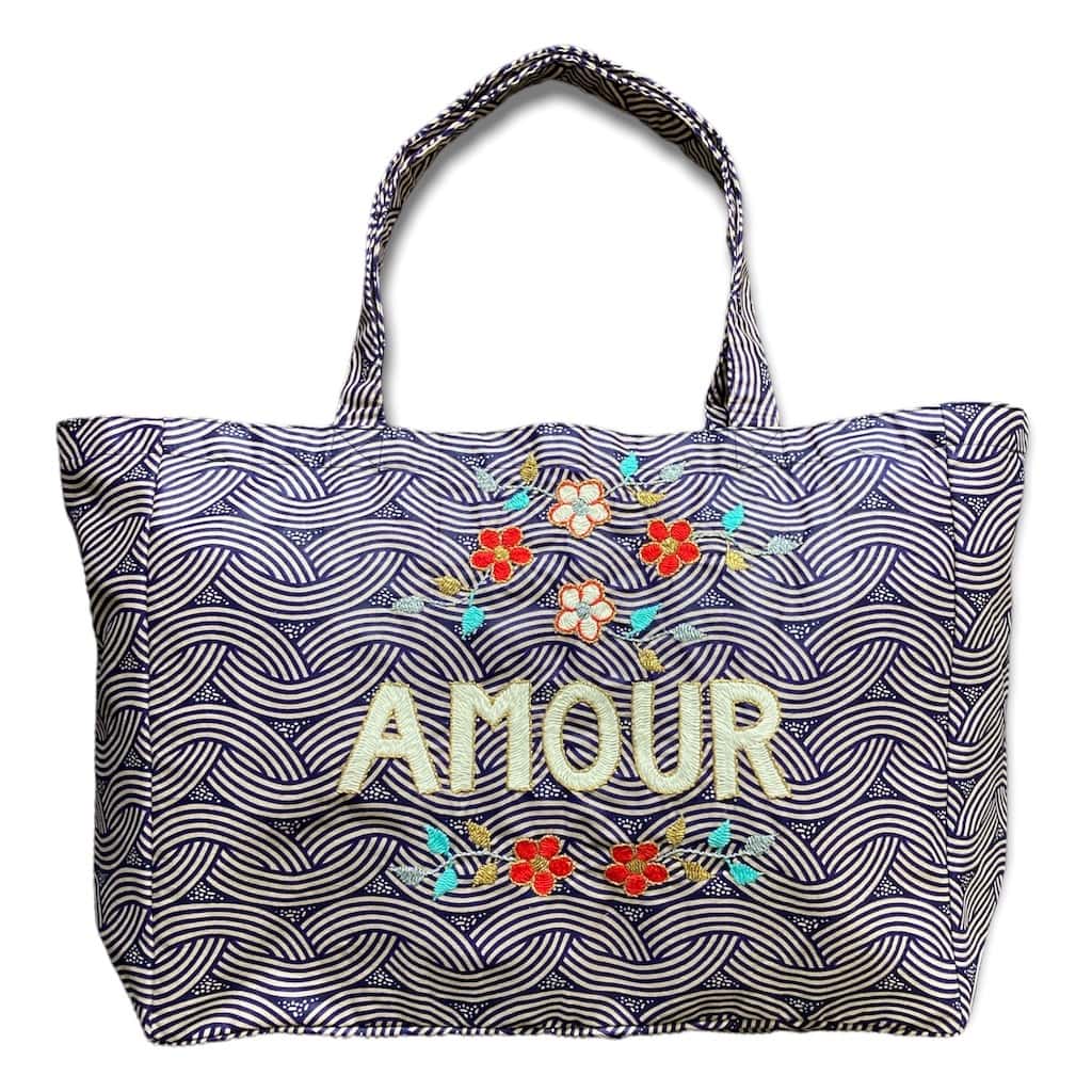 刺繍入りバッグ - PURPLE/BROWN - Borderless Creations