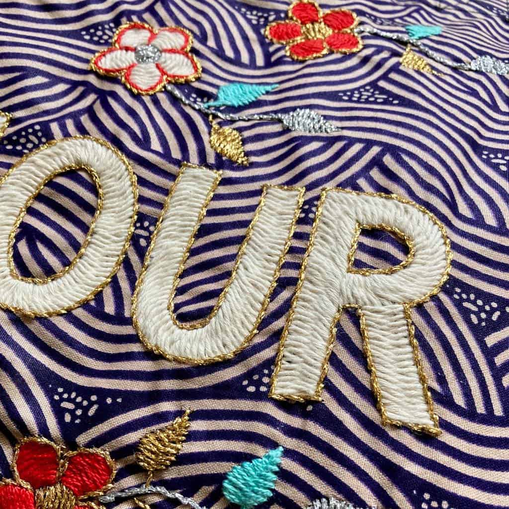 刺繍入りバッグ - PURPLE/BROWN - Borderless Creations