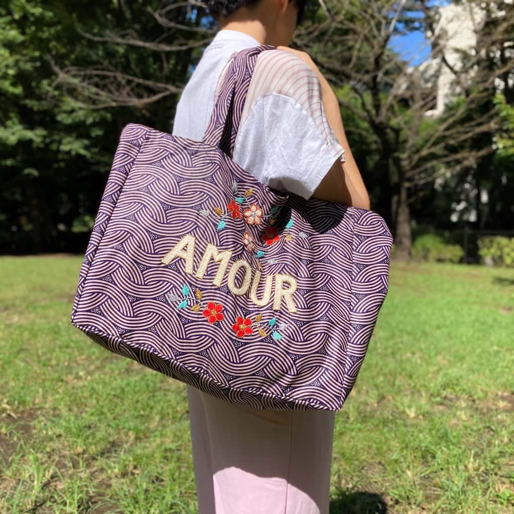 刺繍入りバッグ - PURPLE/BROWN - Borderless Creations