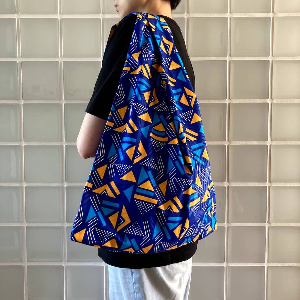 ワックスプリントバッグ - BLUE/YELLOW GEOMETRIC - Borderless Creations