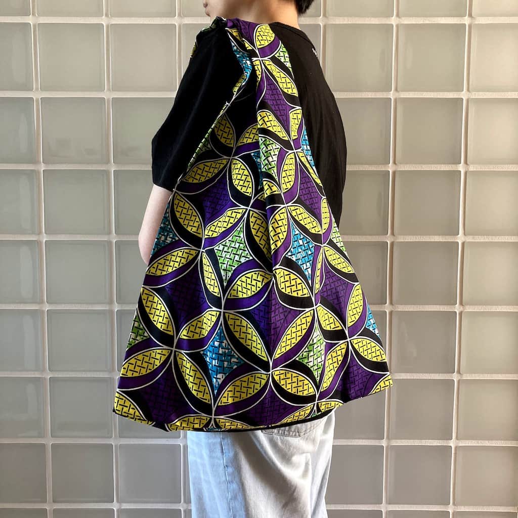 ワックスプリントバッグ - YELLOW/PURPLE - Borderless Creations