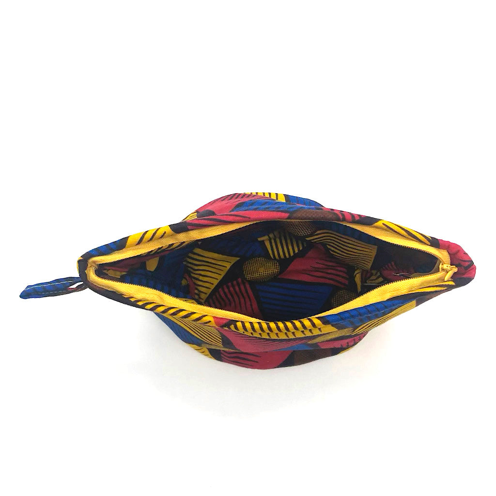 ワックスプリントポーチ - BLUE/RED/YELLOW - Borderless Creations