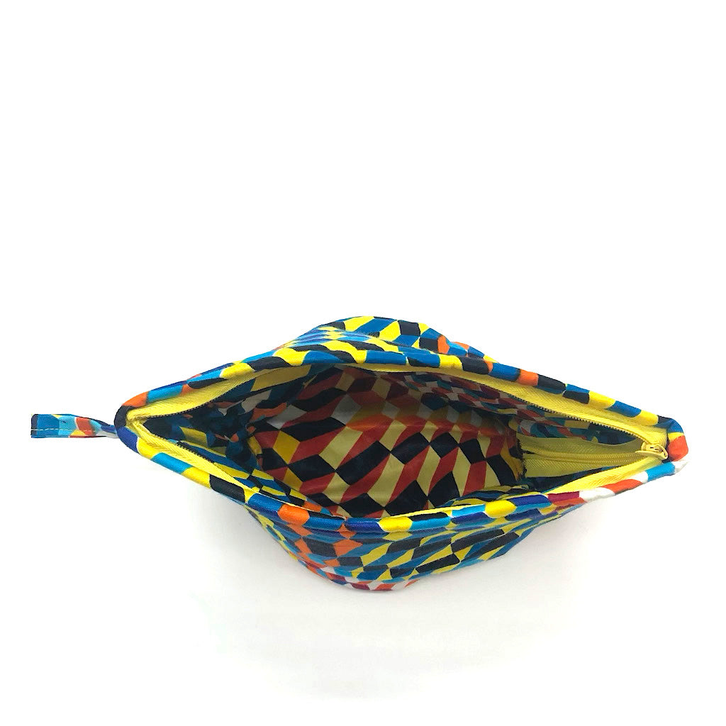 ワックスプリントポーチ - YELLOW/ORANGE/BLUE - Borderless Creations