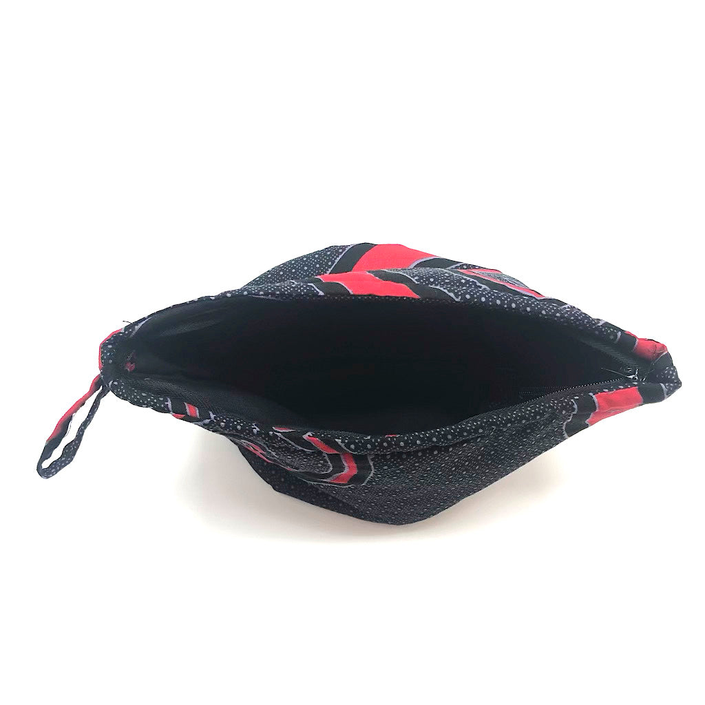 ワックスプリントポーチ - NAVY/RED - Borderless Creations