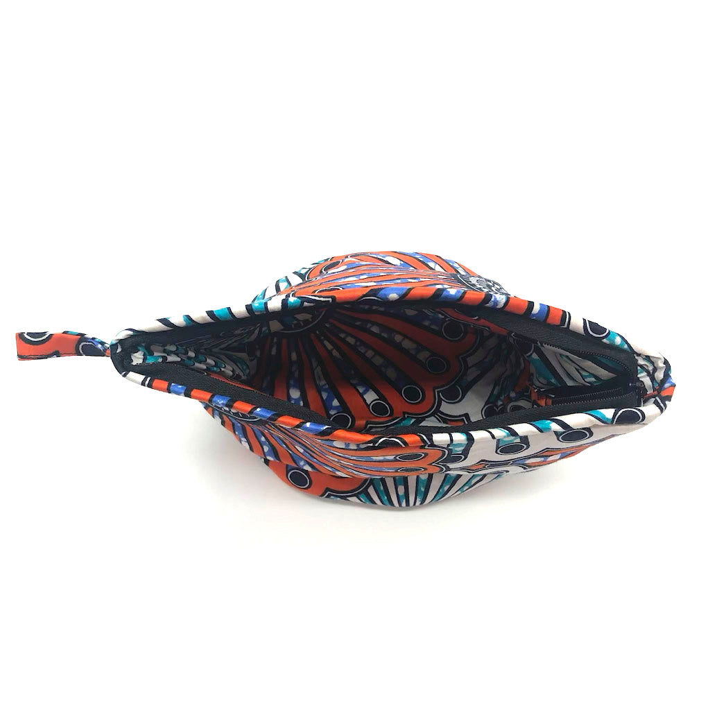 ワックスプリントポーチ - LIGHT BLUE/BLUE/RED - Borderless Creations