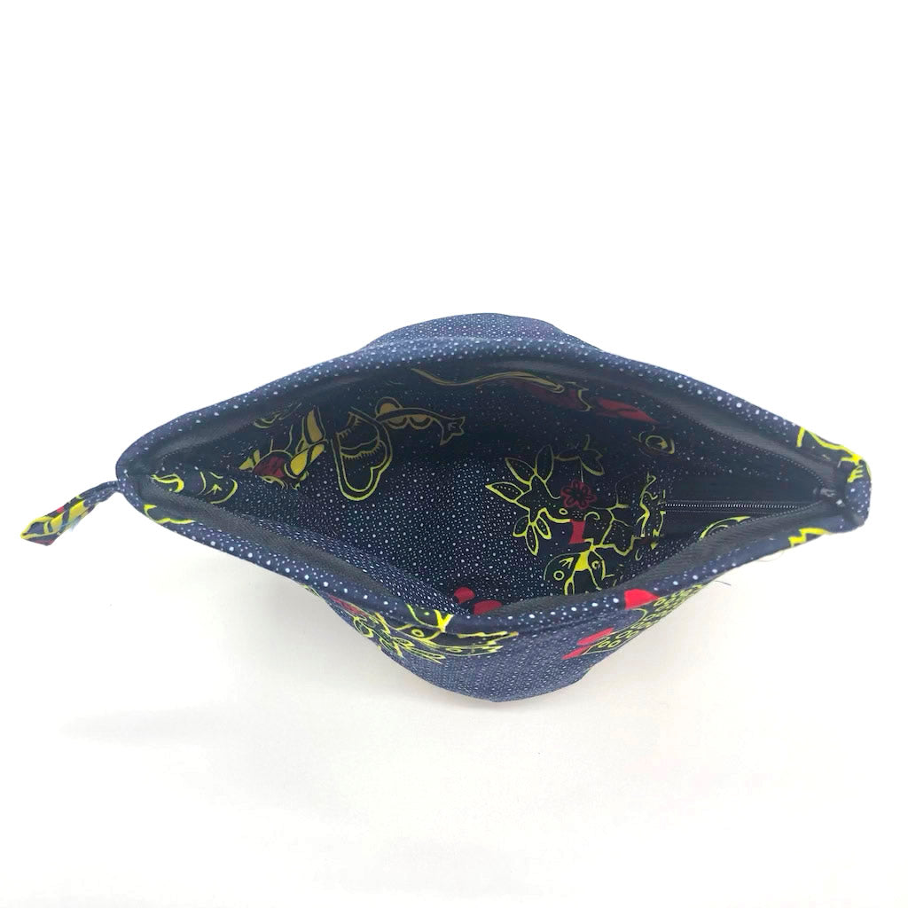 ワックスプリントポーチ - BLUE/YELLOW/RED - Borderless Creations