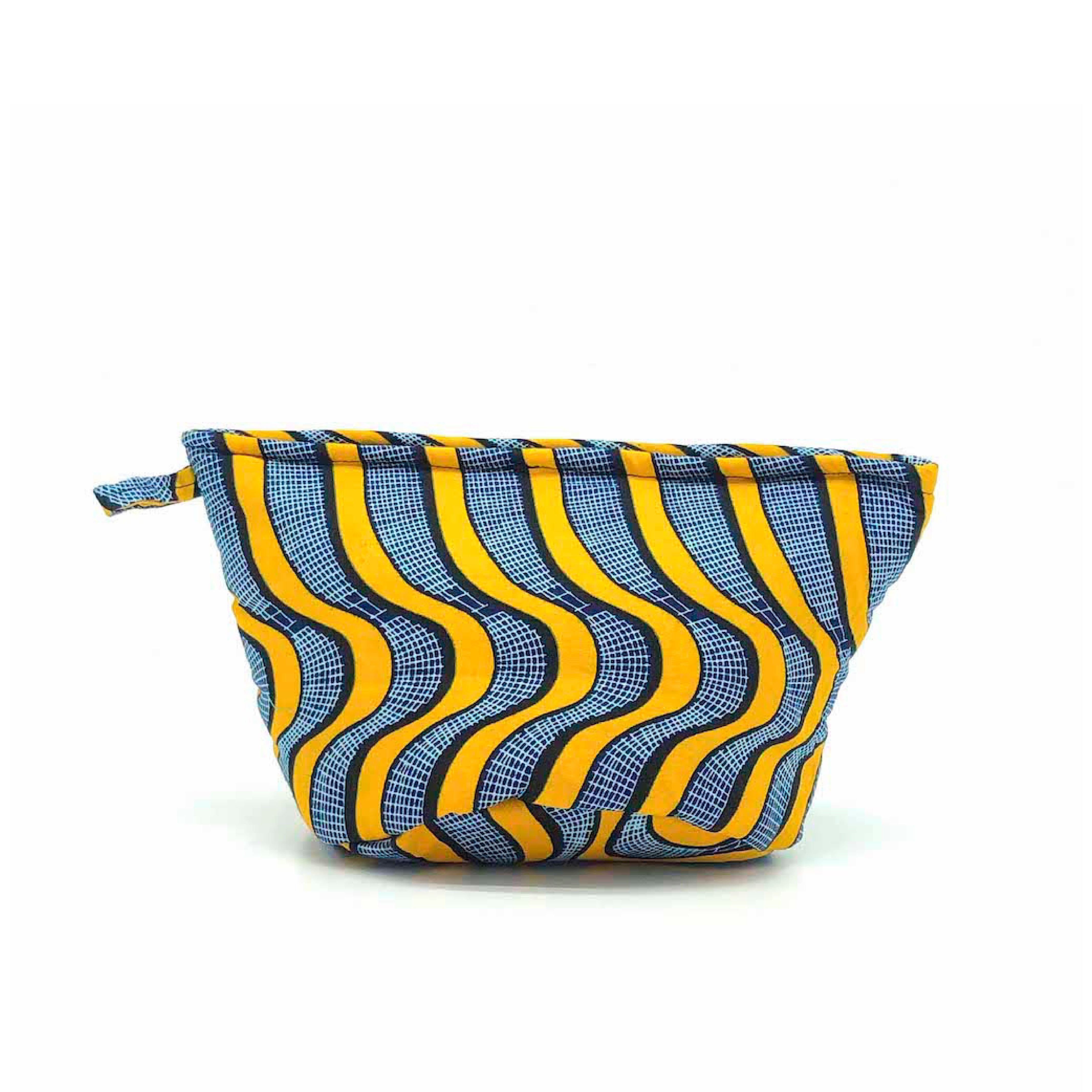 ワックスプリントポーチ - BLUE/YELLOW - Borderless Creations