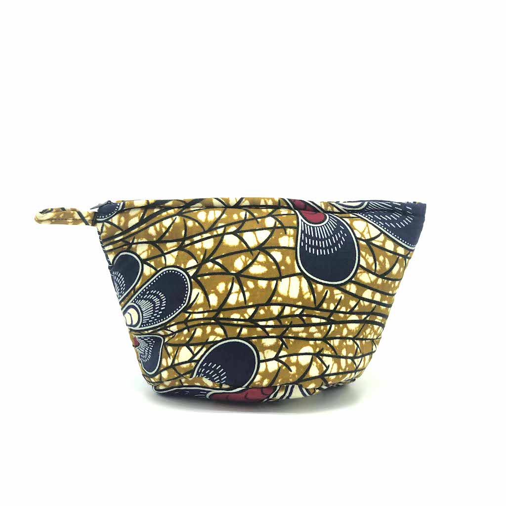 ワックスプリントポーチ - BLUE/BROWN - Borderless Creations