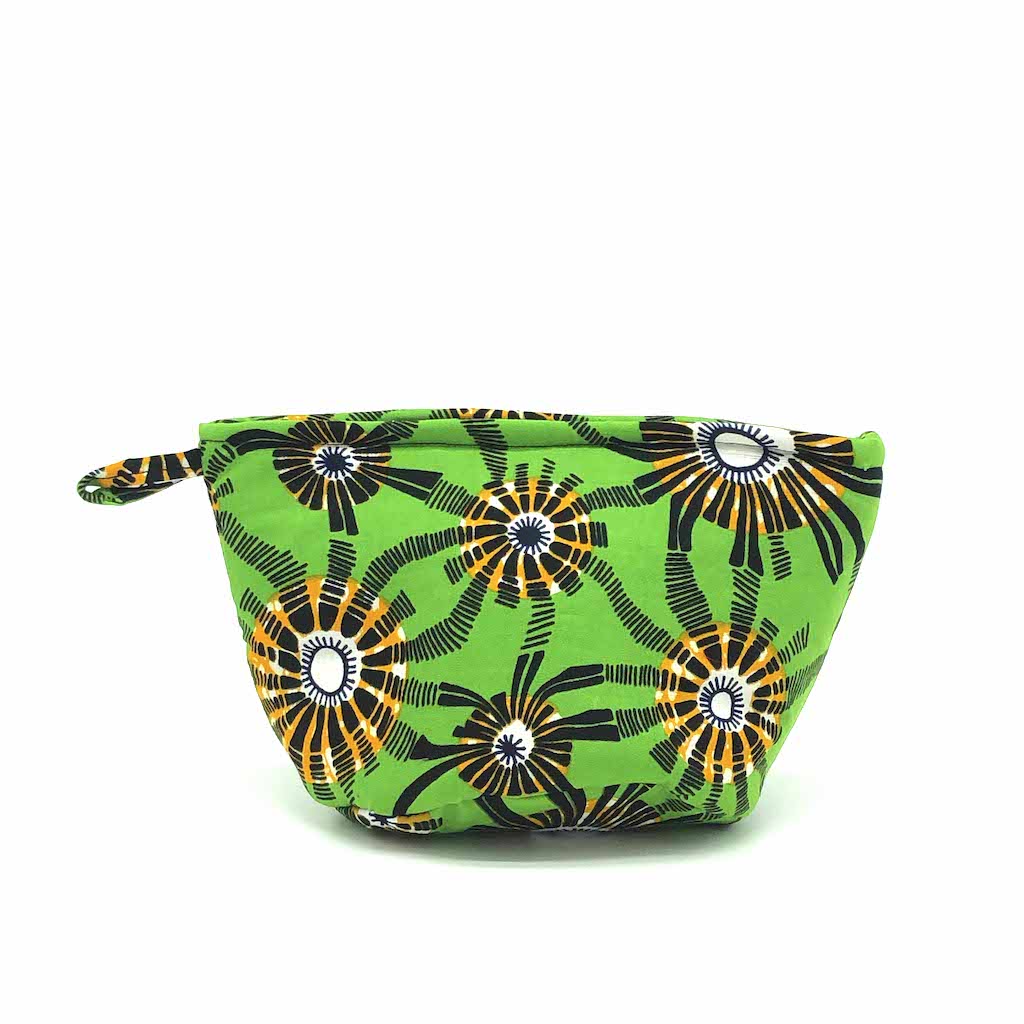 ワックスプリントポーチ - GREEN/YELLOW - Borderless Creations
