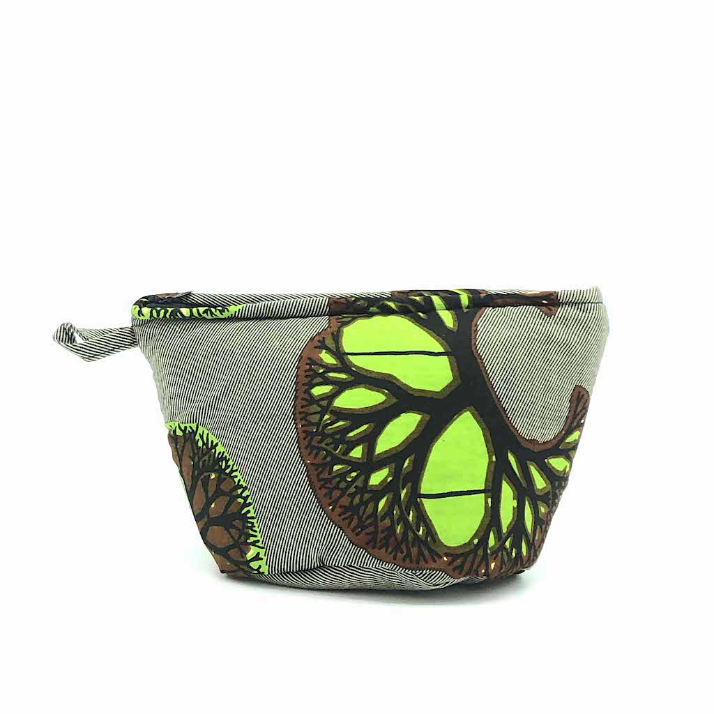 ワックスプリントポーチ - BLACK/GREEN - Borderless Creations