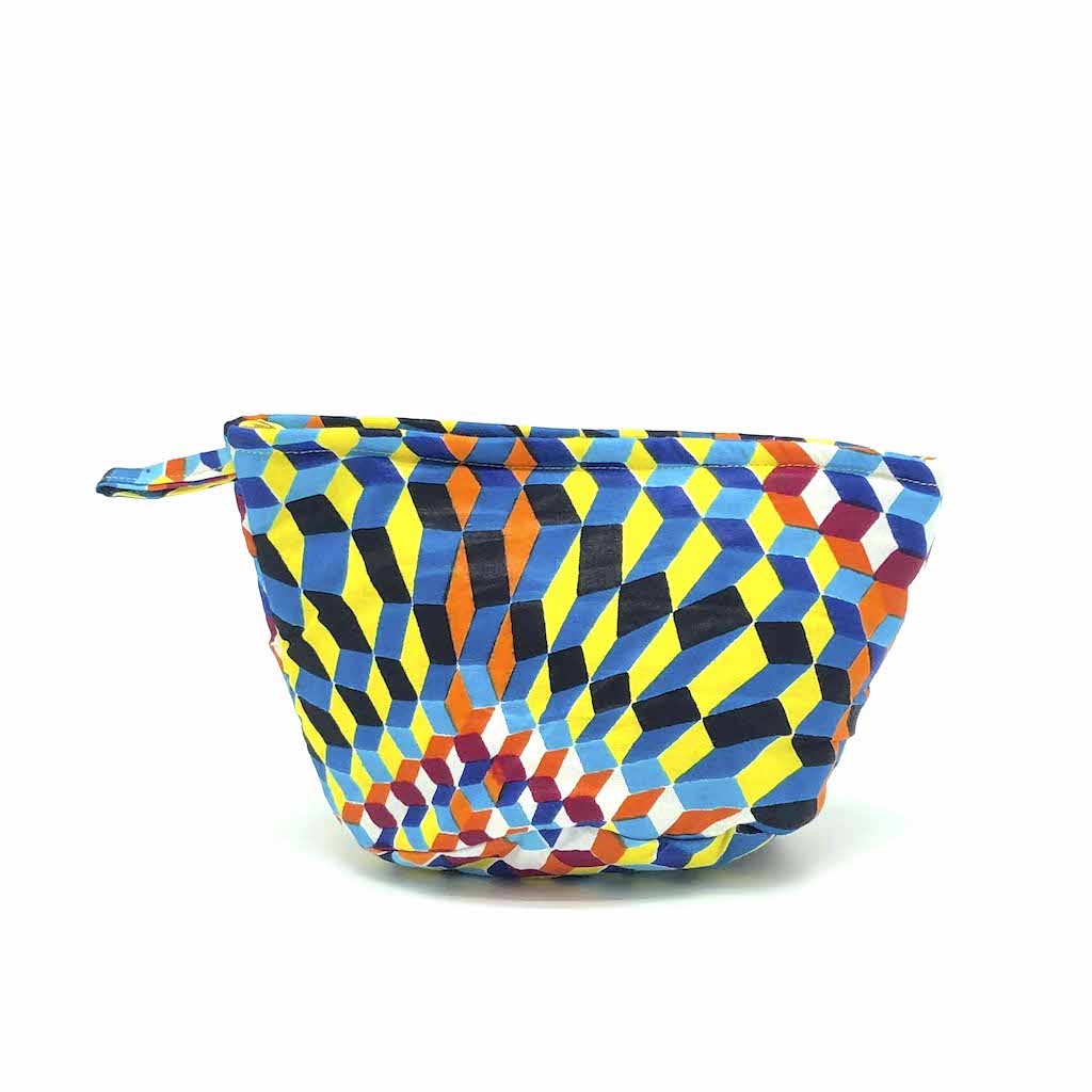 ワックスプリントポーチ - YELLOW/ORANGE/BLUE - Borderless Creations