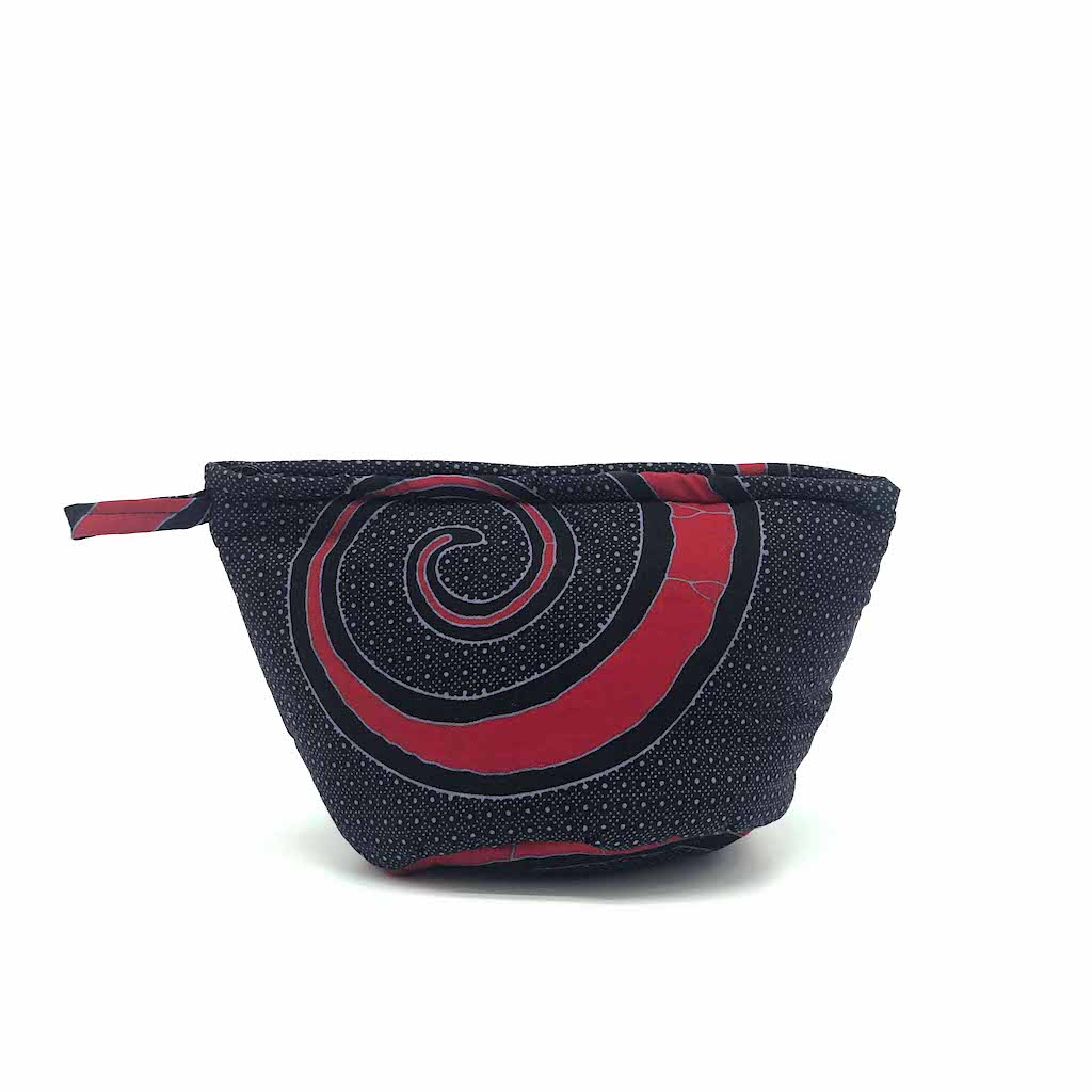 ワックスプリントポーチ - NAVY/RED - Borderless Creations