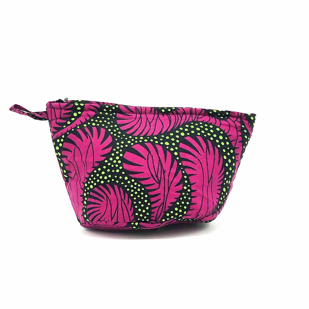 ワックスプリントポーチ - PINK/GREEN - Borderless Creations