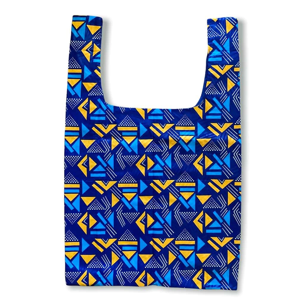 ワックスプリントバッグ - BLUE/YELLOW GEOMETRIC - Borderless Creations