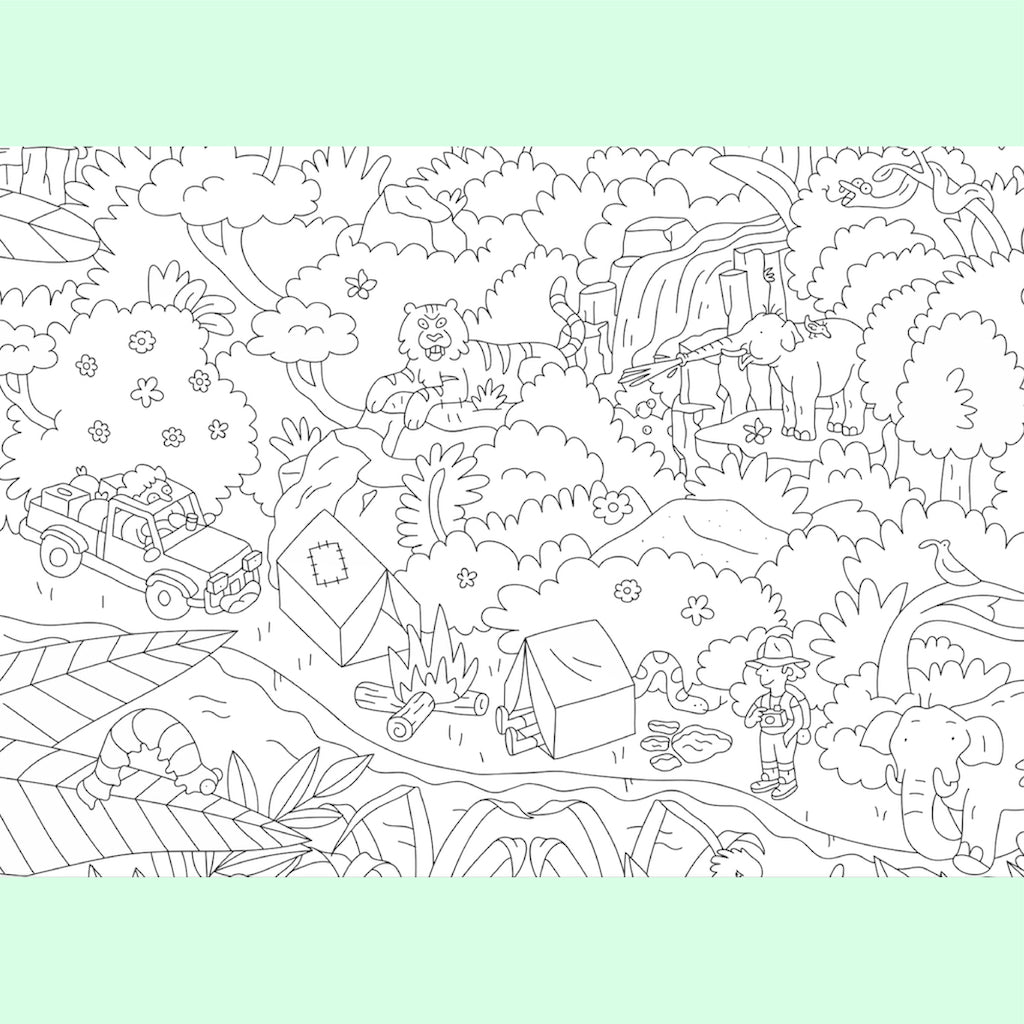 大きい塗り絵ポスター - JUNGLE - Borderless Creations
